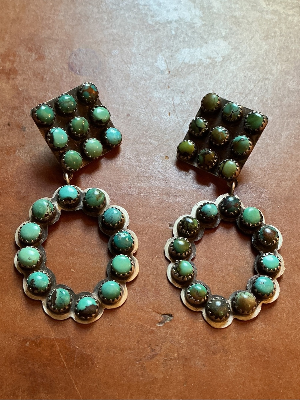 Native American Vintage Sterling Silver Cluster Hoop Earrings 2.5” Long - Picture 3 of 3